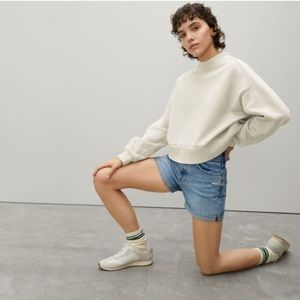 Everlane The Track Cropped Mock Neck Sweatshirt Canvas Slouchy Oversized